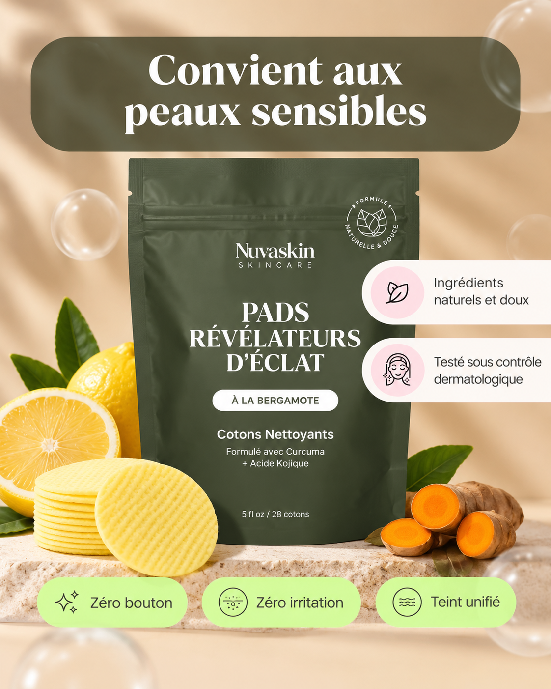 Pads révelateurs d'éclat